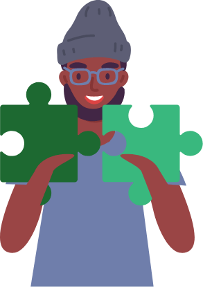 vector man holding puzzle pieces